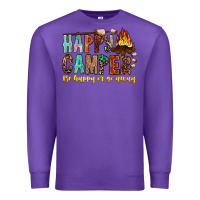 Purple Happy Camper Be Happy Or Go Away Premium Sweatshirt - CowhideDigitalArt