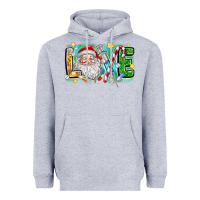 Heather Grey Love Santa Heavyweight Hoodie - CowhideDigitalArt