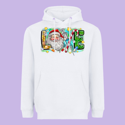 Love Santa Heavyweight Hoodie Designed By Cowhidedigitalart
