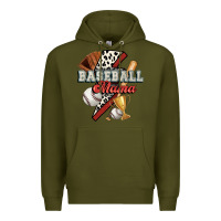 Army Green baseball mama Premium Hoodie - FaDigitalArtStudio