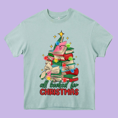 Christmas Book Tree Heavy Core Tee Designed By Maliassmallbusiness