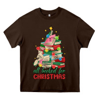 Chocolate Brown christmas book tree Heavy Core Tee - MaliasSmallBusiness