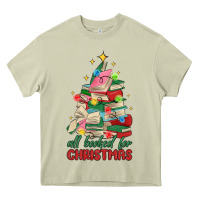 Mossy christmas book tree Heavy Core Tee - MaliasSmallBusiness