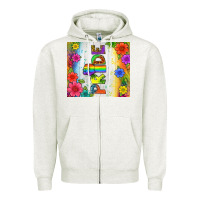 Oatmeal Heather LGBTQ+ Pride With Flower Tumbler Zipper Hoodie - BundleAndBundleShop