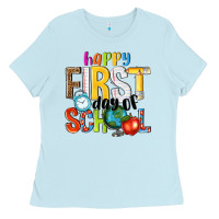 Baby Blue happy first day of school Ladies Tee - NancyCooperArtShop