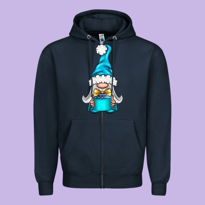 Winter Gnome With Gift Zipper Hoodie Designed By Bundleandbundleshop