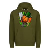 Army Green St. Patrick's Day Basketball Premium Hoodie - FaDigitalArtStudio