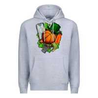 Heather Grey St. Patrick's Day Basketball Premium Hoodie - FaDigitalArtStudio