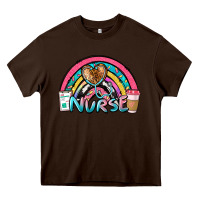 Chocolate Brown nurse rainbow Heavy Core Tee - NancyCooperArtShop