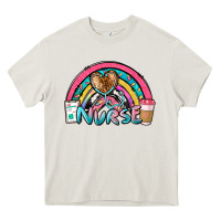 Cream nurse rainbow Heavy Core Tee - NancyCooperArtShop