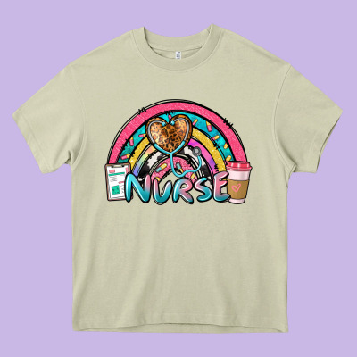 Nurse Rainbow Heavy Core Tee Designed By Nancycooperartshop