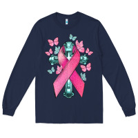 Navy Cancer Cross Cancer Awareness Long Sleeve Tee - HowdyJamesFarm