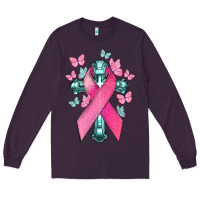Plum Cancer Cross Cancer Awareness Long Sleeve Tee - HowdyJamesFarm