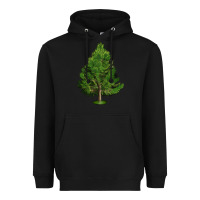 Black White Pine Tree Illustrations Heavyweight Hoodie - LillyAllenDesigns