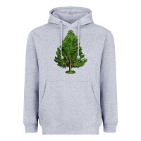 Heather Grey White Pine Tree Illustrations Heavyweight Hoodie - LillyAllenDesigns