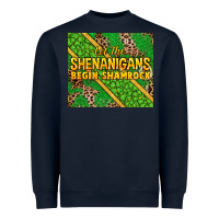 Navy Let the shenanigans begin shamrock tumbler Heavyweight Sweatshirt - HowdyJamesFarm