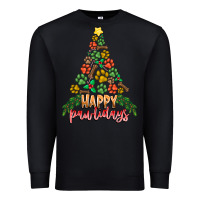 Black paw print christmas tree Premium Sweatshirt - CowhideDigitalArt