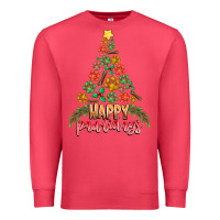 Cardinal paw print christmas tree Premium Sweatshirt - CowhideDigitalArt