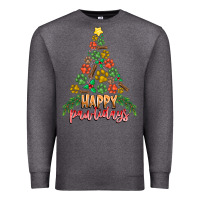 Charcoal Heather paw print christmas tree Premium Sweatshirt - CowhideDigitalArt