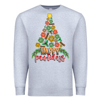 Heather Grey paw print christmas tree Premium Sweatshirt - CowhideDigitalArt