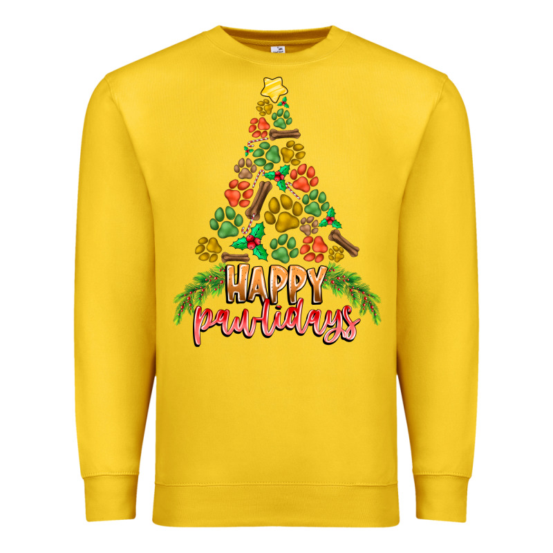 Paw Print Christmas Tree Premium Sweatshirt by CowhideDigitalArt | Teevron