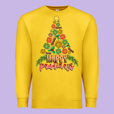 Paw Print Christmas Tree Premium Sweatshirt Designed By Cowhidedigitalart