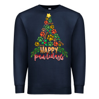 Navy paw print christmas tree Premium Sweatshirt - CowhideDigitalArt
