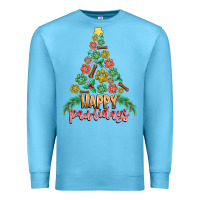 Ocean Blue paw print christmas tree Premium Sweatshirt - CowhideDigitalArt