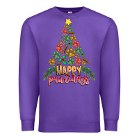 Purple paw print christmas tree Premium Sweatshirt - CowhideDigitalArt