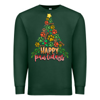 Sports Green paw print christmas tree Premium Sweatshirt - CowhideDigitalArt
