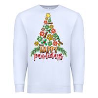 White paw print christmas tree Premium Sweatshirt - CowhideDigitalArt