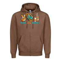 Chestnut Peace Love Whiskey Zipper Hoodie - BundleAndBundleShop