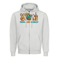Dove Grey Peace Love Whiskey Zipper Hoodie - BundleAndBundleShop
