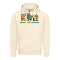Sandshell Peace Love Whiskey Zipper Hoodie - BundleAndBundleShop