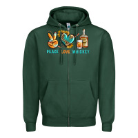 Sports Green Peace Love Whiskey Zipper Hoodie - BundleAndBundleShop