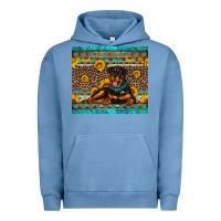 Pigment Pebble Blue Rottweiler with western background Urban Hoodie - Artiststas
