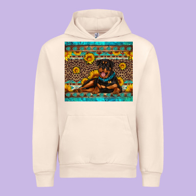 Rottweiler With Western Background Urban Hoodie Designed By Artiststas