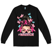 Black Warrior Cancer messy bun Cancer Awareness Long Sleeve Tee - HowdyJamesFarm