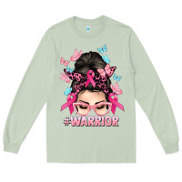 Matcha Warrior Cancer messy bun Cancer Awareness Long Sleeve Tee - HowdyJamesFarm