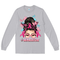Moon Dust Warrior Cancer messy bun Cancer Awareness Long Sleeve Tee - HowdyJamesFarm