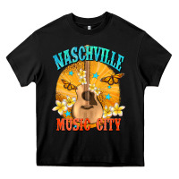 Black naschville music city Heavy Core Tee - NancyCooperArtShop