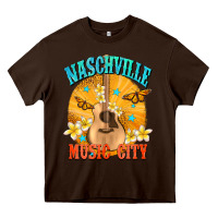 Chocolate Brown naschville music city Heavy Core Tee - NancyCooperArtShop