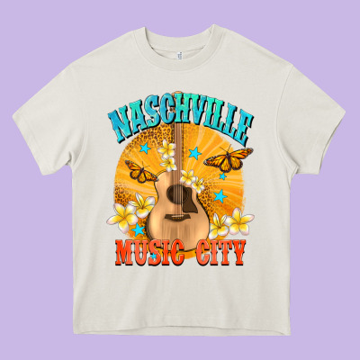 Naschville Music City Heavy Core Tee Designed By Nancycooperartshop