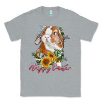Heather Grey Happy easter with bunny and sunflowers Classic Tee - RanaPortraitStore