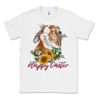 White Happy easter with bunny and sunflowers Classic Tee - RanaPortraitStore