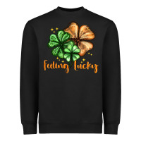 Black Feeling lucky with clover Heavyweight Sweatshirt - HowdyJamesFarm