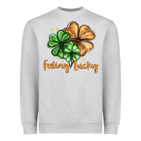 Heather Grey Feeling lucky with clover Heavyweight Sweatshirt - HowdyJamesFarm