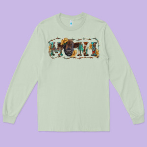 Western Mini Black Highland Calf Long Sleeve Tee Designed By Ranaportraitstore