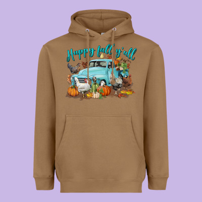 Happy Fall Y'all Heavyweight Hoodie Designed By Lillyallendesigns