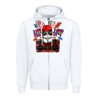 White hip hop Zipper Hoodie - FaDigitalArtStudio